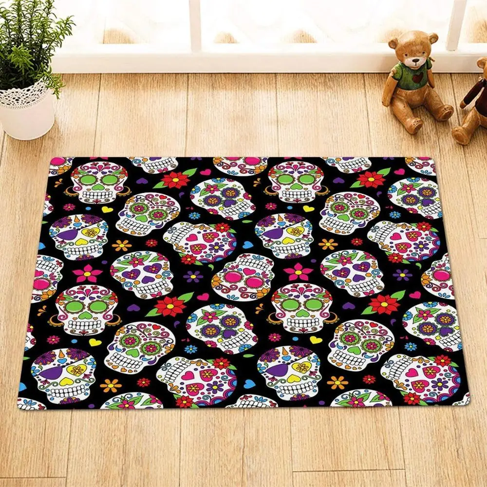 

Halloween Colored Sugar Skull Bathroom mat anti-slip floor indoor entrance door mat floor mat children 40X60CM accessories