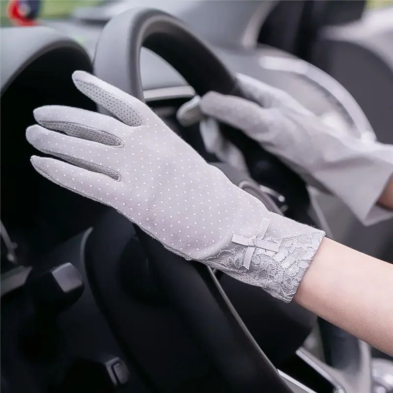 

New Fashion Cotton gloves Non-slip Breathable Ladies Gloves Spot Summer Thin UV Protection Sun Gloves driving gloves