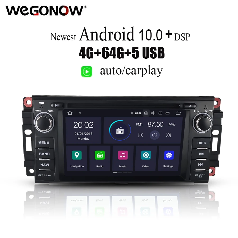 DSP PX6 Android 10 4 ГБ Автомобильный dvd плеер GPS карта радио Wifi Bluetooth для Jeep Compass Commander Wrangler
