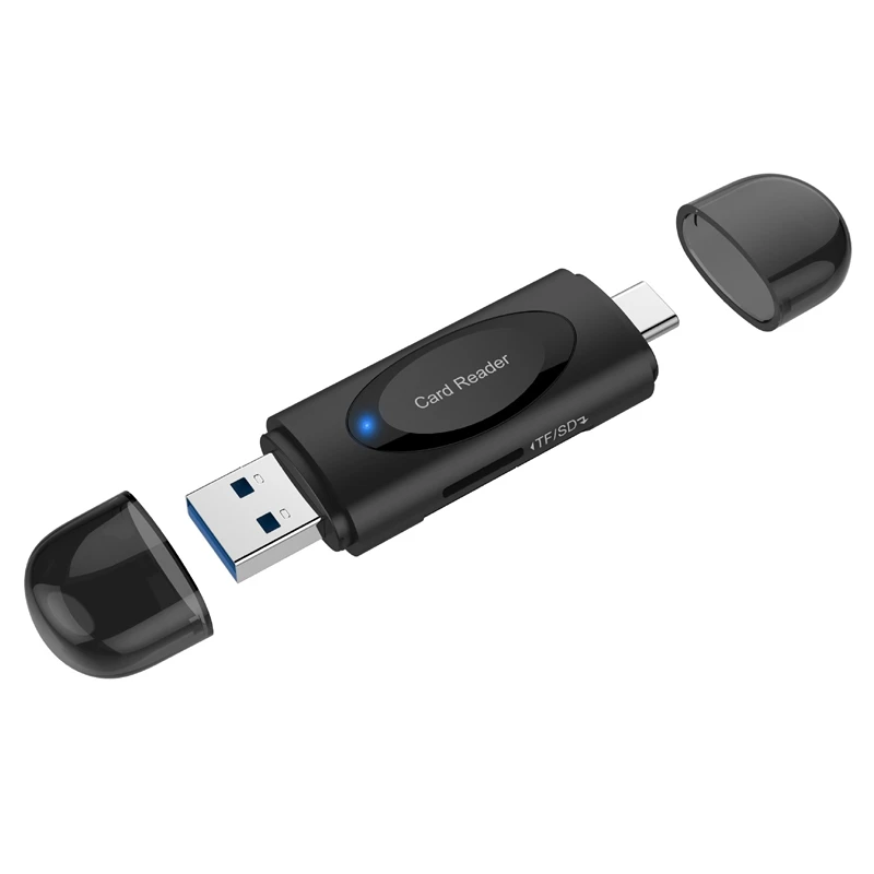 

Type-C OTG Dual-Head Card Reader Universal SD/TF Dual-Card Dual-Reading USB3.0 Card Reader for Computer and Mobile Phone