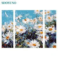 sdoyuno 3pcs 50x80cm acrylic paint by numbers on canvas flowers scenery diy frameless oil painting by numbers home decor picture