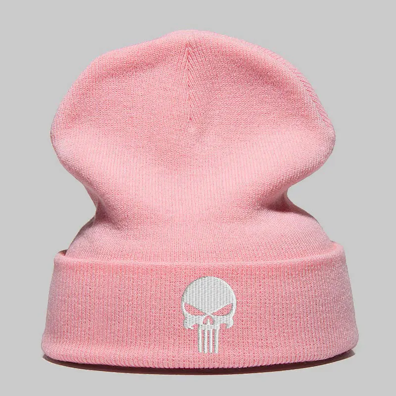 Шапка Skullie, шапка, смутная зима, вышивка, крутой панк, для мужчин, женщин, мальчиков, девочек, подростков, уличный танец, череп, Скелтон, черный, белый, розовый