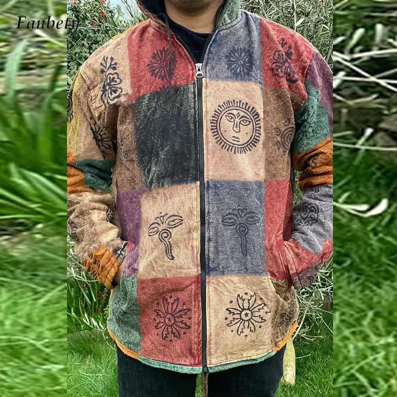 

Куртка мужская с капюшоном и принтом, на молнии, с длинным рукавом