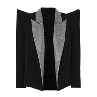 shrug diamonds collar blazer women black 2021 new autumn female jacket fashion peak shoulder blazers suit high quality dropship