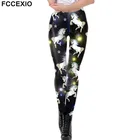 Леггинсы женские FCCEXIO, с принтом единорога, спортивные легинсы, для фитнеса, Сексуальные облегающие брюки