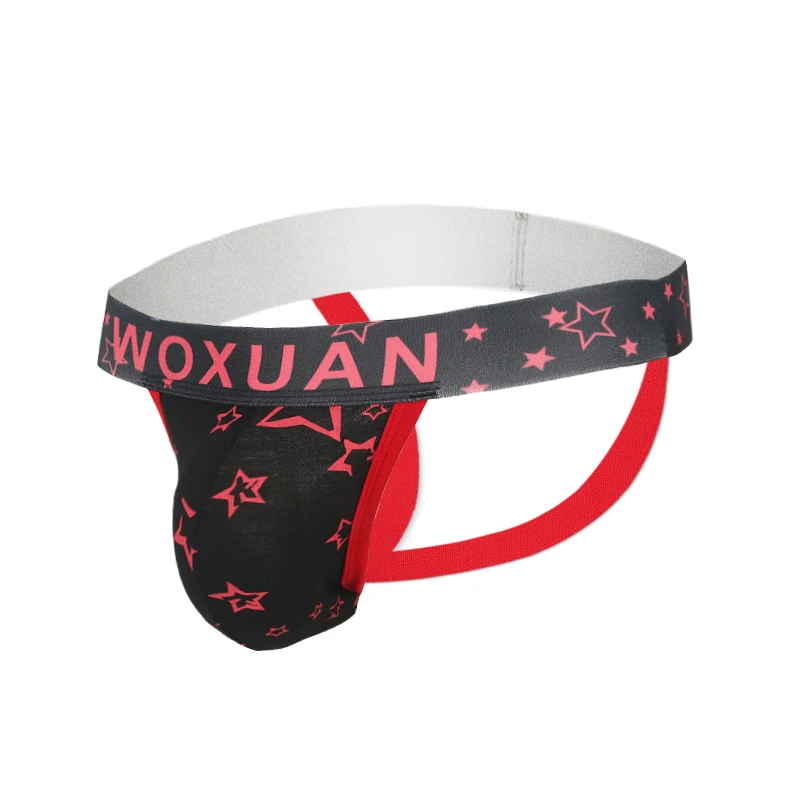 3PCS Men Briefs Cotton Men's Thongs Gay Sexy Underwear Print Star Underpants Sexy Sissy Panties U Convex G-string Male jockstrap