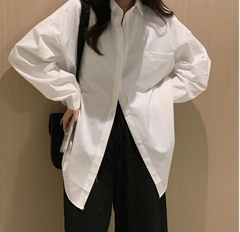 

Blouses Female Women's Wear Early Spring And Autumn 2021 New Korean Loose Long Sleeved Clothes Small Man Versatile Coat