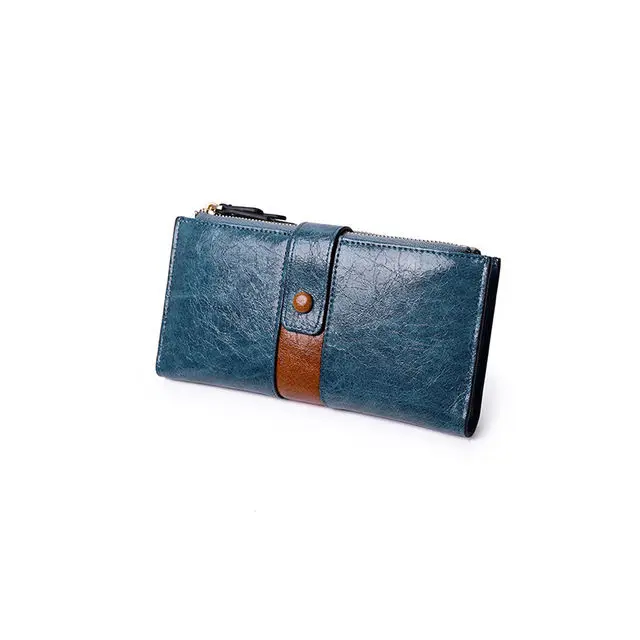 Blue Женские кошельки, длинный дизайн, двойная молния, кошельки из искусственной кожи, женские кошельки, винтажные сумки-ридикюли с карманом для телефона, многофункциональные - Цвет: Blue