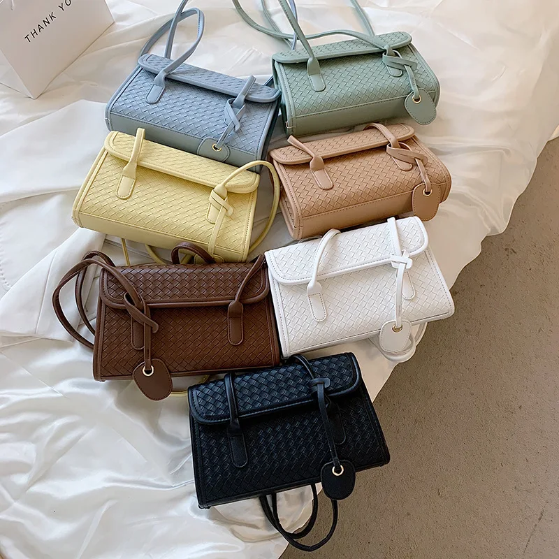

2021 New Summer Woven Women's Bag Fashionable And Versatile PU Underarm Single Shoulder Baguette Bag