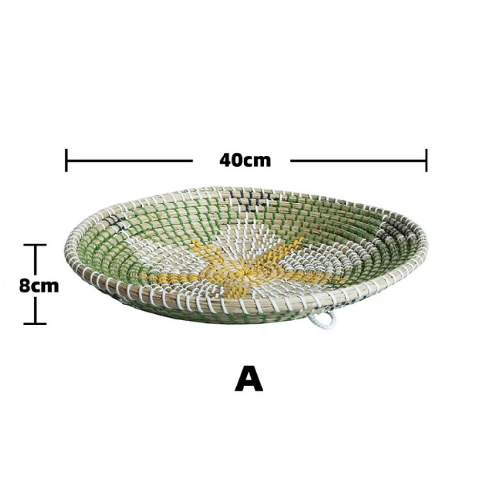 

Handmake Straw Woven Nordic Decorative Plate Hanging Wall Ornaments European Style Tray For Fruit Coffee Tea Dessert