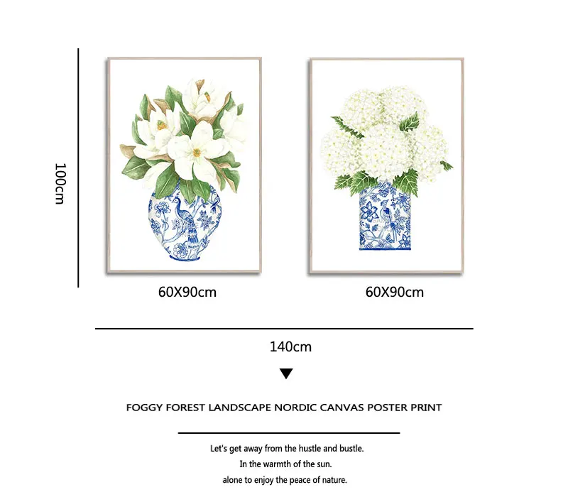 Китайская изображение сине-белой гортензии с изображением магнолии китайская