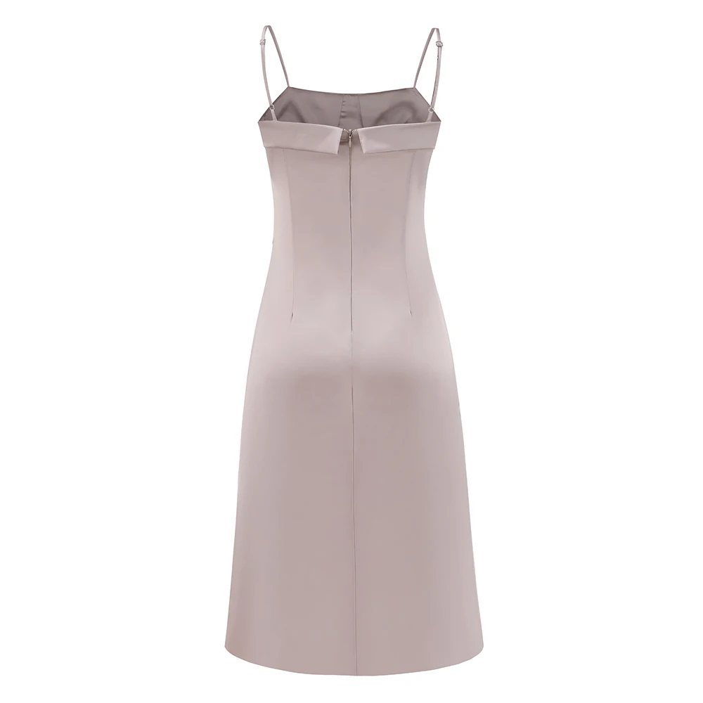 

BEAUKEY 2021 Women Sexy Spaghetti Strap Sleeveless Bodycon Dress Black Beige Mid-Calf dresses Celebrity Party Wedding Wear