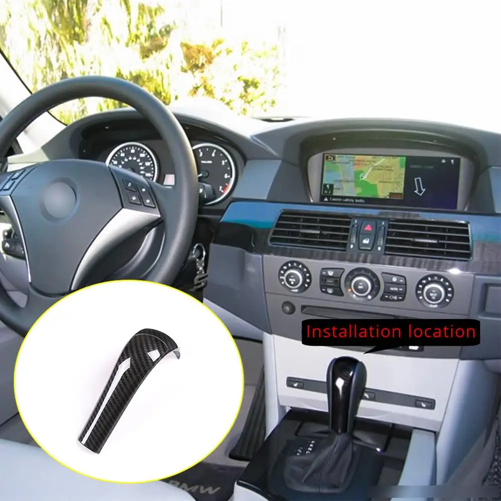 

1PCS Car Styling ABS Carbon Fiber Gear Shift Handle Sleeve Sticker Cover Trim Fit for BMW 5 series E60 X3 E83 6 series E63 X5 E5