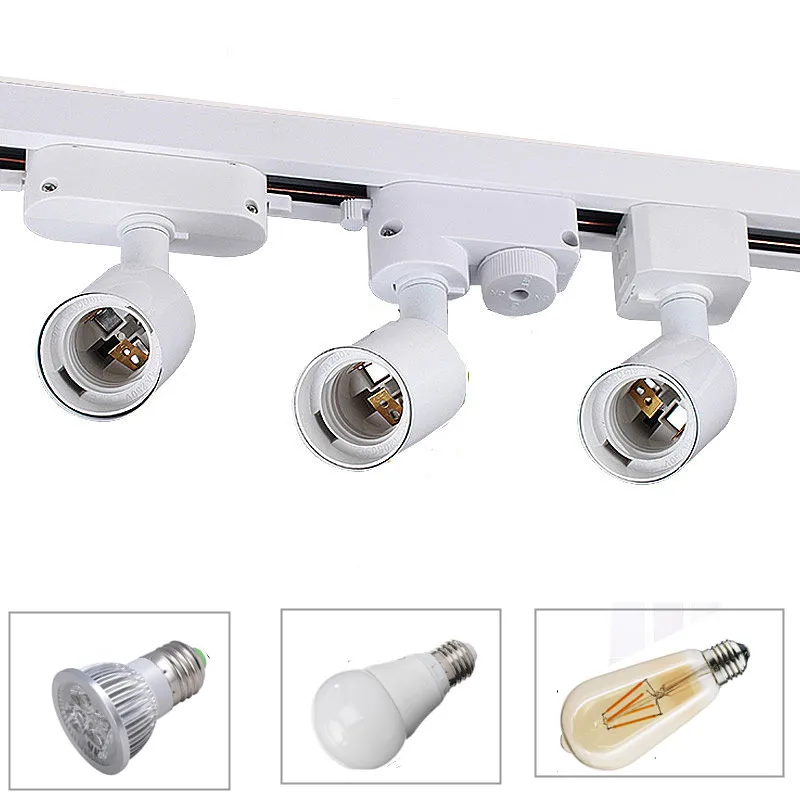 

E27 Holder Track Light E27 base track lamp Fixture for spotlight led bulb Home indoor lighting clothes jewel shop restaurant