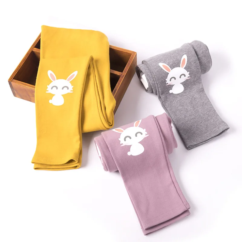 Леггинсы для девочек однотонные спортивные брюки леггинсы с мультяшным Кроликом