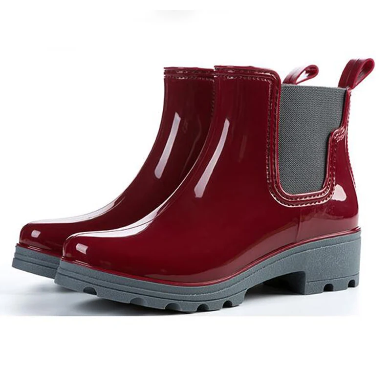 Женские резиновые ботинки на резиновой подошве черные/красные/синие мартинсы