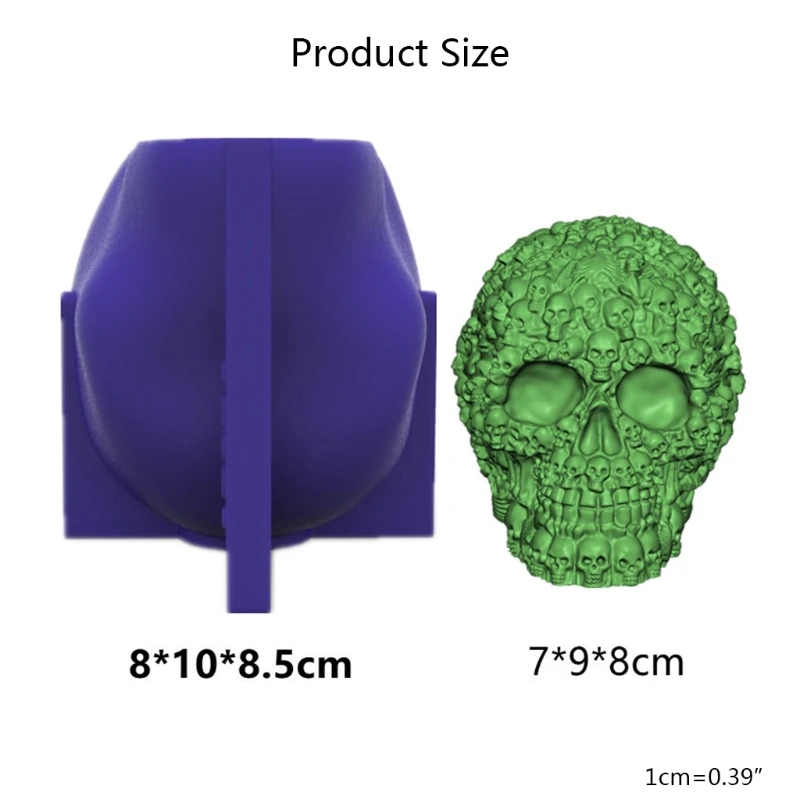 

Y1UE 3D Halloween Skull Silicone Mold Epoxy Resin DIY Decoration Making Soap Melt Resin Polymer Clay Home Decoration