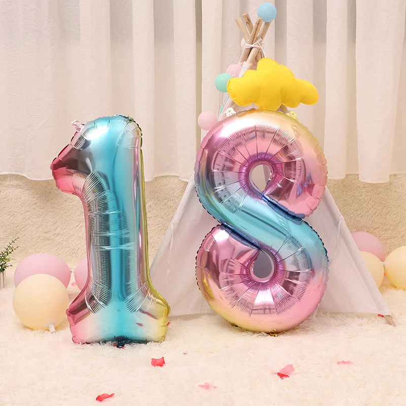 

40 In Big Birthday Balloons Helium Number Balloon 0-9 Baby Happy Birthday Wedding Party Decorations Shower Large Figures Globos