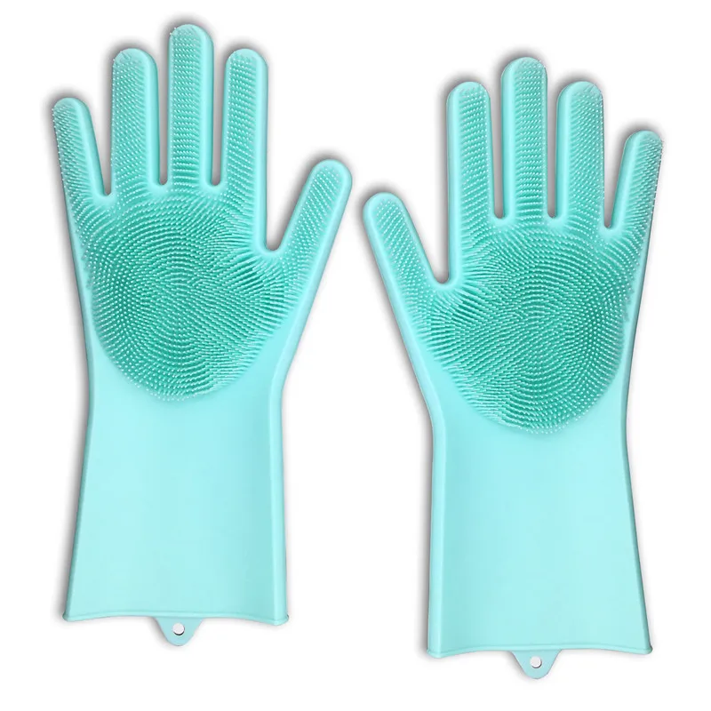 Silicone Cleaning Gloves Dishwashing Scrubber Reusable Dish Wash Scrubbing Sponge with Bristles for Kitchen Car Bathroom | Дом и сад