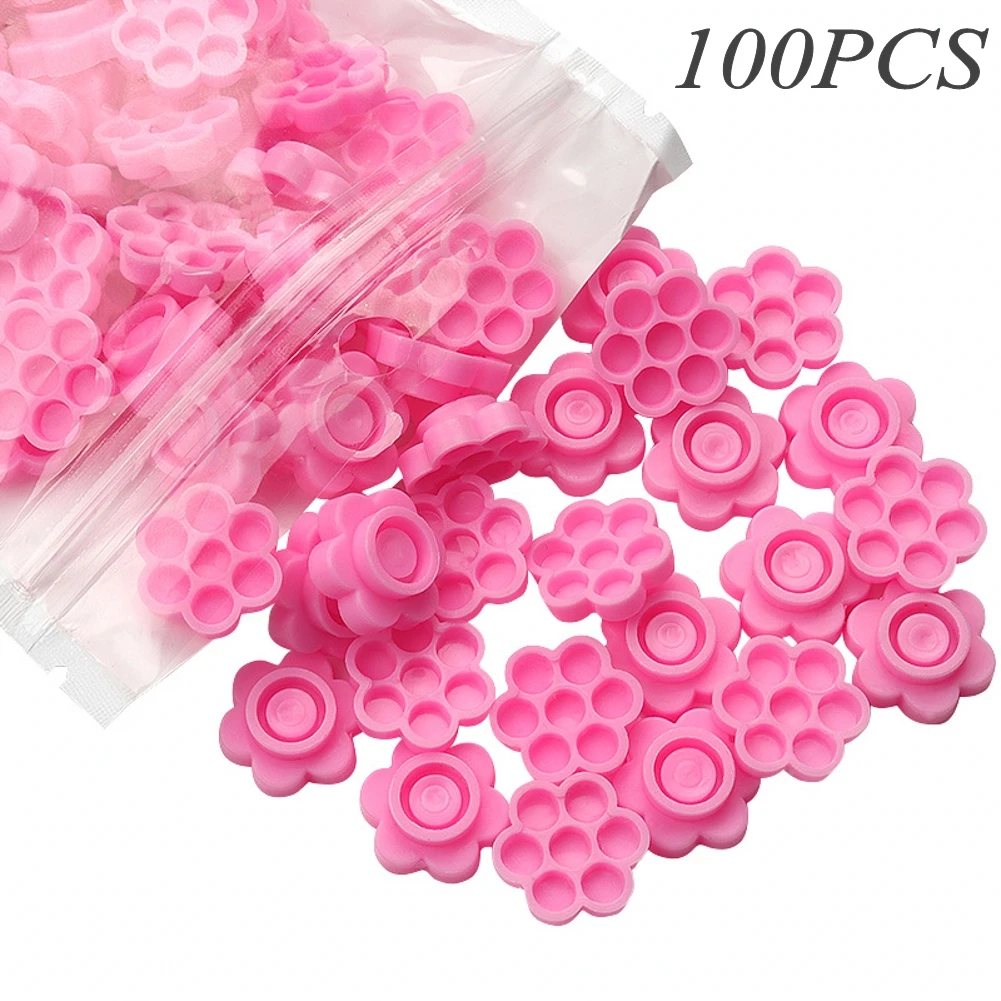 

100Pcs Flower Beauty Eyelash Extension Glue Cups Epoxy Cup Delay Cup Grafting Eyelash Tool Tattoo Adhesive Pigment Cups