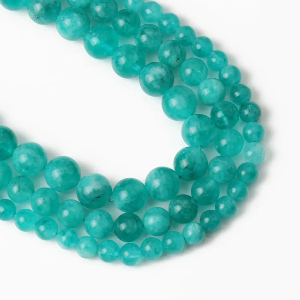

6/8/10mm Natural Stone Beads Blue Amazonite Loose Round Beads for Jewelry Making DIY Bracelet 15inch Mineral Beads