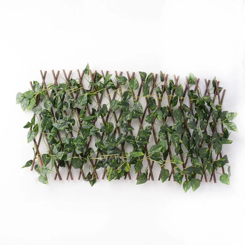 Retractable Artificial Garden Fence Expandable Faux Ivy Privacy Wood Vines Climbing Frame Gardening Plant Home Decorations | Дом и сад