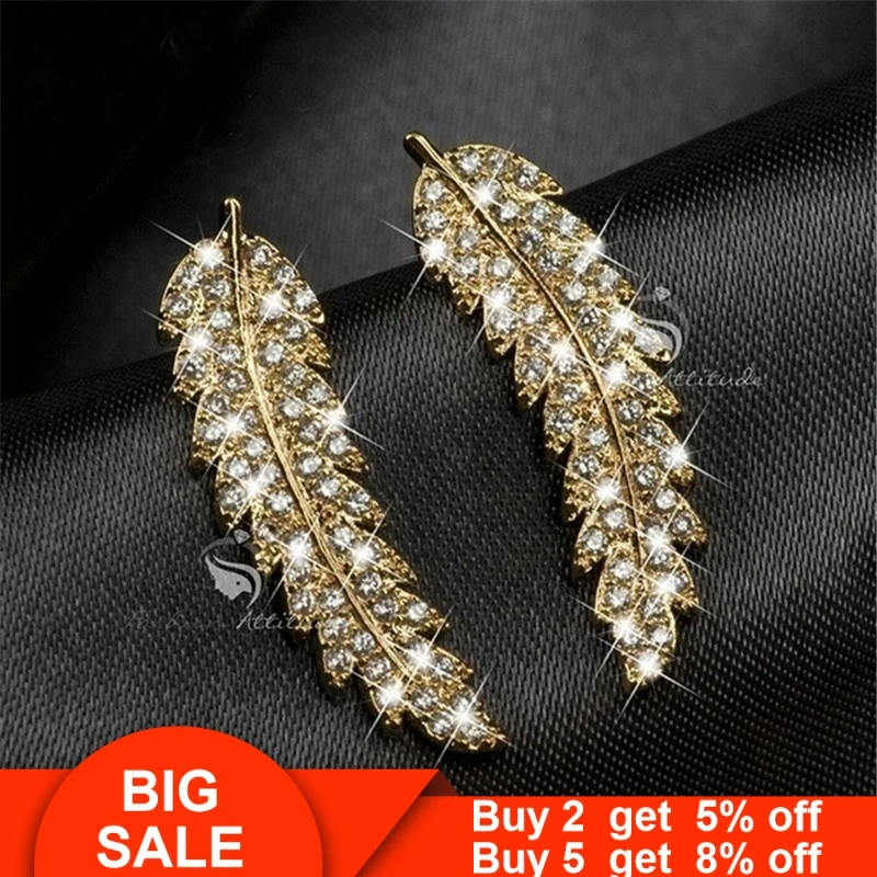 Feather Shape Drop Earrring Pave AAAAA cz Real 925 sterling silver Statement Party Wedding Dangle Earrings for women Ear Jewelry | Украшения
