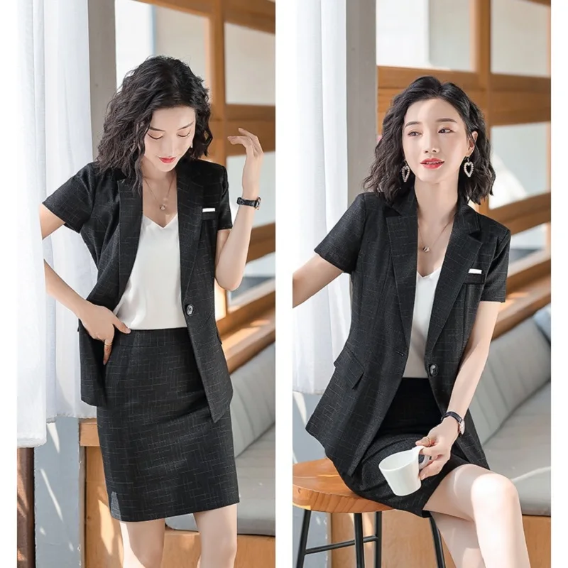 Женский элегантный Блейзер в шотландскую клетку темно-синий блейзер с коротким