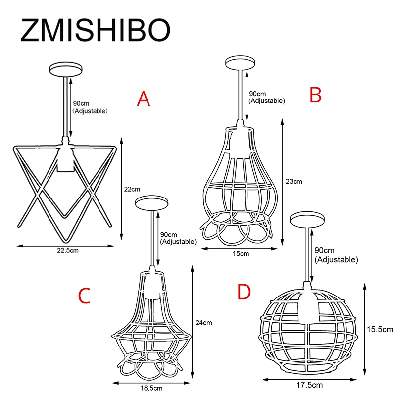 ZMISHIBO нерегулярные железные клетки дизайн подвесные светильники Регулируемая длина подвесной светильник E27 Droplights домашний подвесной светильник