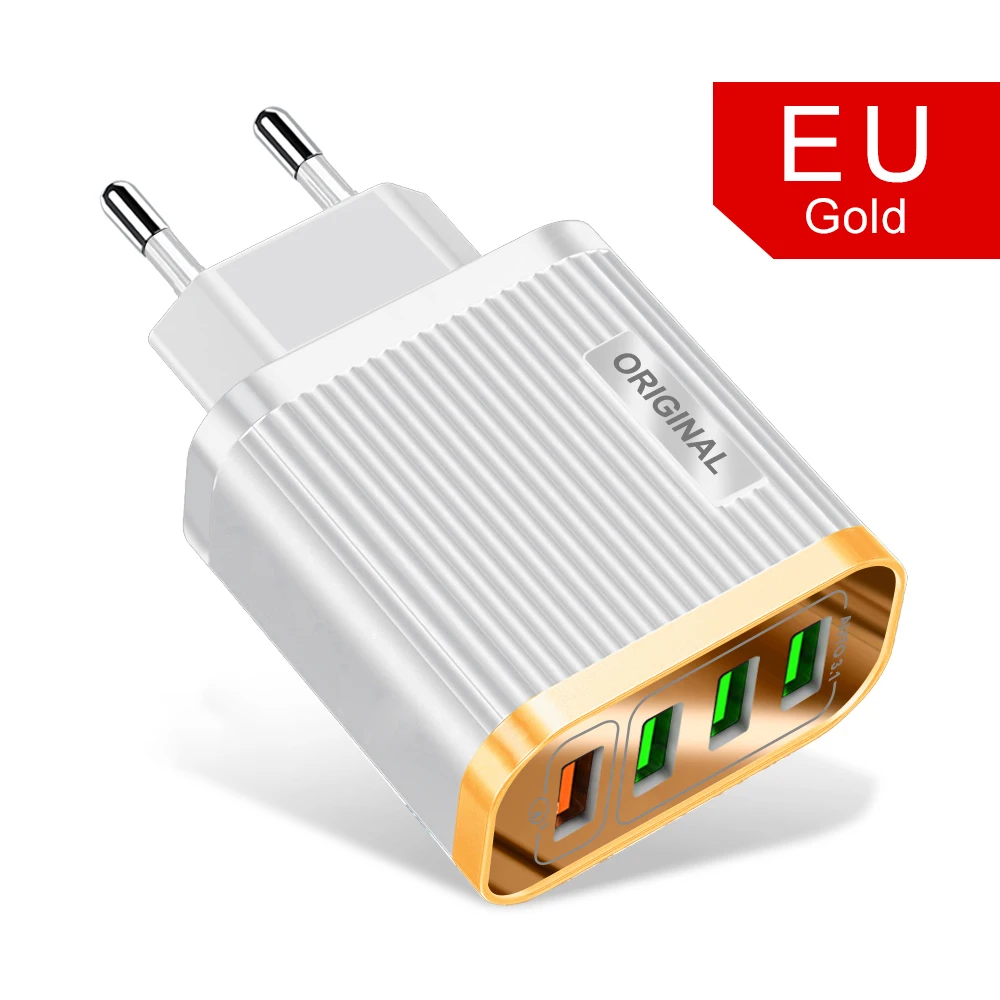 Быстрая зарядка 3,0 4,0 USB зарядное устройство для телефона 4 порта USB 35 Вт QC3.0 быстрое зарядное устройство для iPhone 11 Xiaomi huawei настенное зарядное устройство адаптер - Тип штекера: Gold