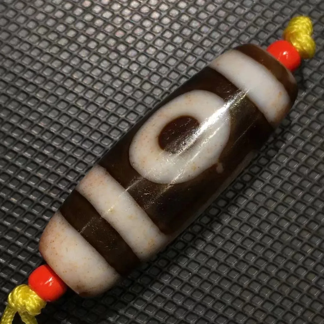 

1pcs/lot Fine natural Cinnabar Tiger Tooth Dzi Beads Two eyes accessories gem jewelry folk-custom Fine weathering Perfect taki