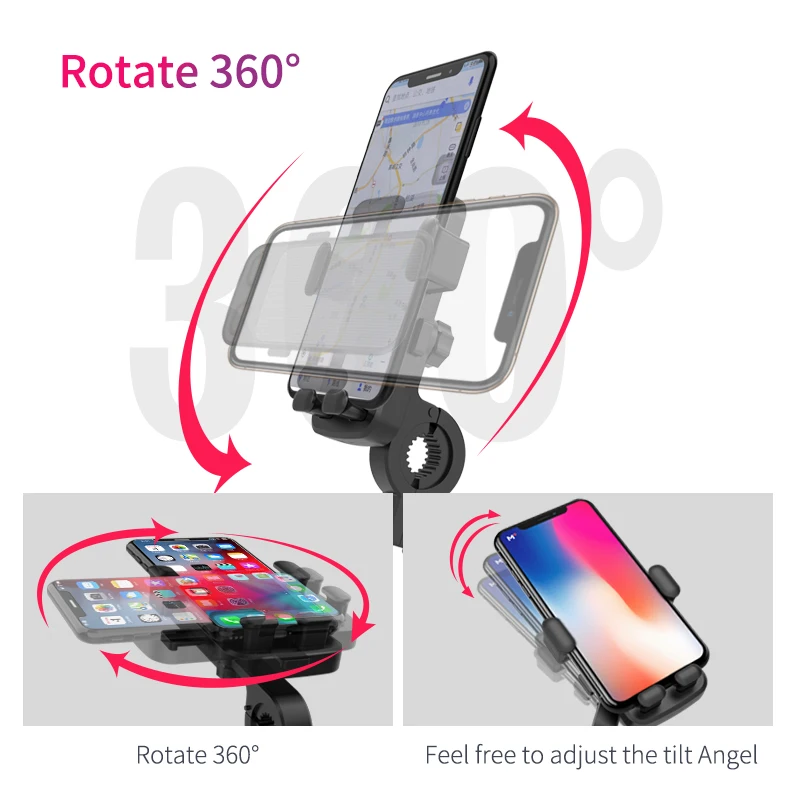 

Bike Phone Mount for Any Smart Phone Universal Phone Mount for Motorcycle Anti Shake Stable Rotation Bike Phone Holder