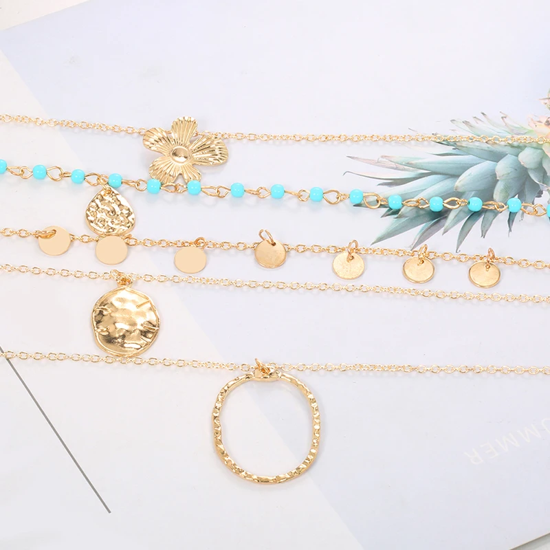 5 шт./компл. женские ожерелья Классический Геометрическая круглая драгоценные