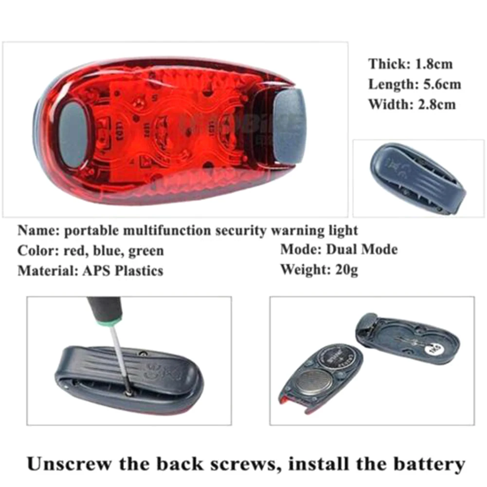 Malam Lari Jogging Keselamatan Peringatan Lampu LED Helm Sepeda Ekor Lampu Belakang