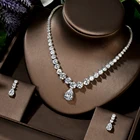 Модное ожерелье и серьги HIBRIDE с кубическим цирконием в форме капли воды, Свадебные Ювелирные наборы для невесты, подарки для невесты