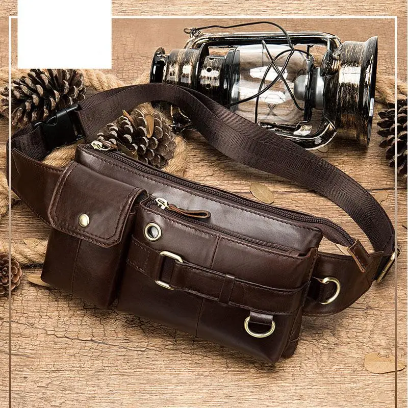 

Genuine Leather Waist Bag Fanny Pack Belt Bag Phone Pouch Bags Travel Waist Pack Men Small Waist Ba g Leather Pouch for Male