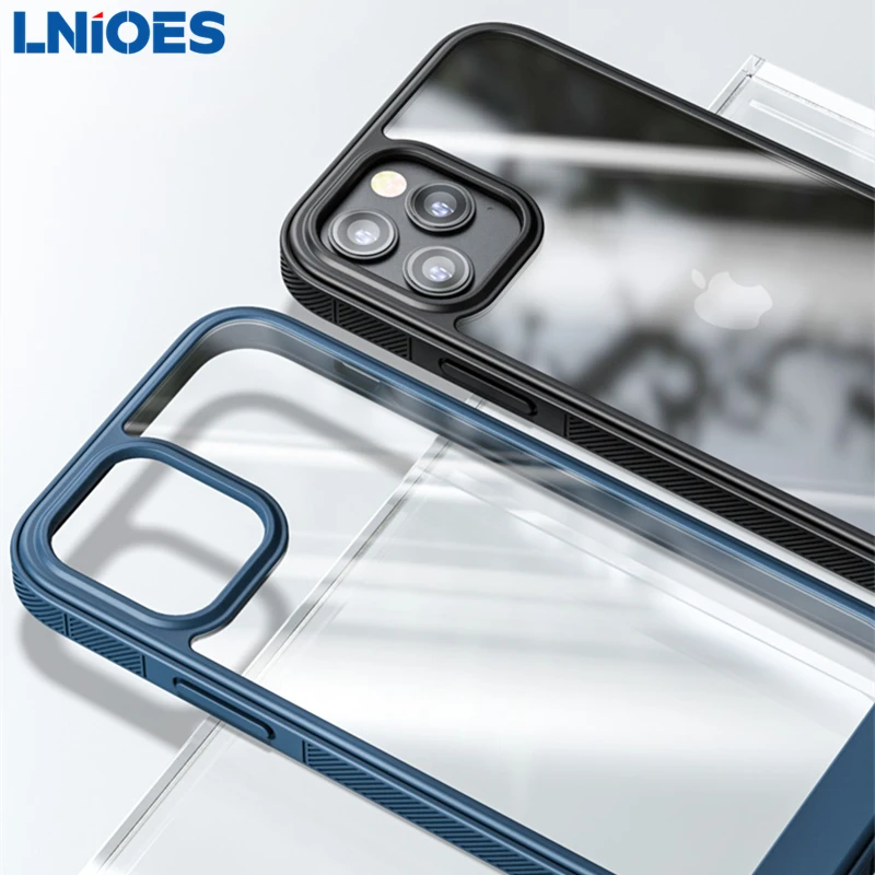 

Чехол LNIOES для iPhone 13, чехол 13 Pro Mini с нескользящей текстурой, Прозрачный ударопрочный чехол из ТПУ и поликарбоната для iPhone 13 Pro Max, чехол