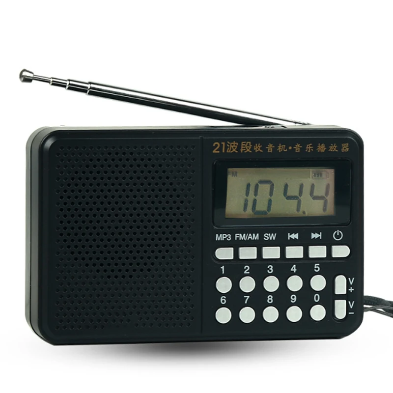 Портативный радиоприемник FM/AM/SW 21 диапазон цифровой выбор клавиш Мини
