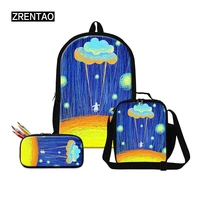 zrentao new fashion backpacks 3 pcset bags for school children pencil bags teenagers book double zipper mochilas