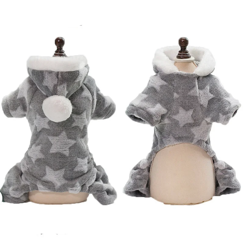 Мягкая кошка собака одежда звезды флис щенков чихуахуа Зимнее пальто комбинезон