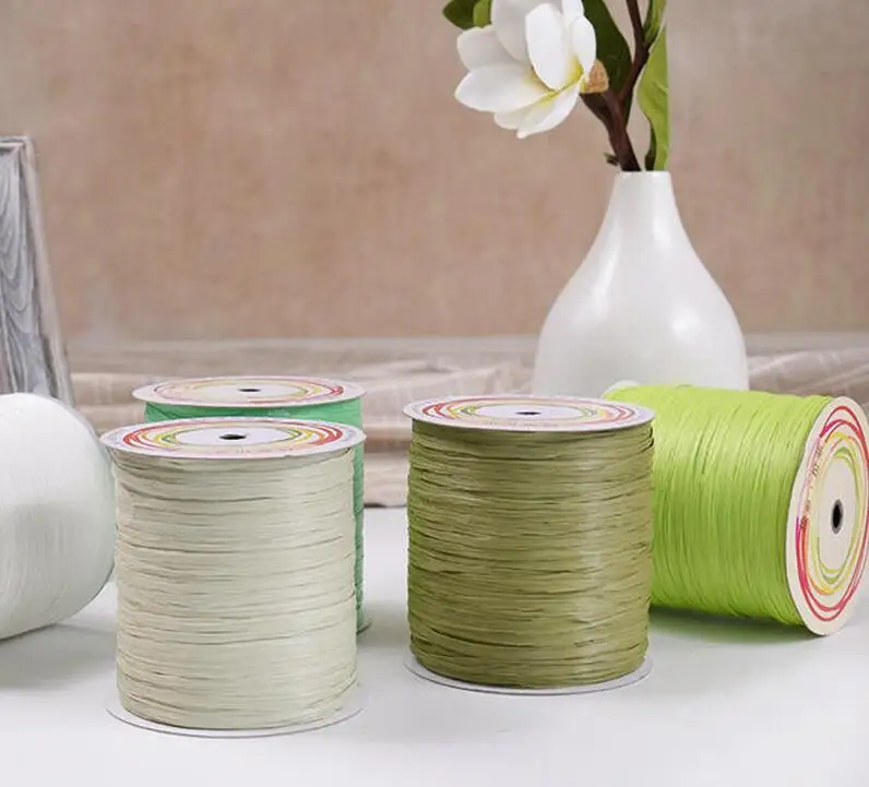 250 м/рулон атласная Пряжа из рафии сахарной ваты для вяжущие крючком соломы пряжа