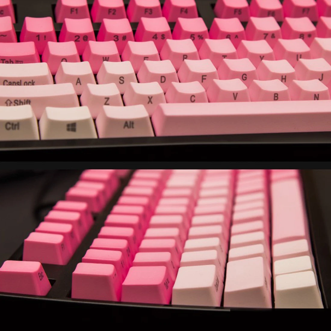 

104Pcs PBT Keycaps Double Shot Backlit Keycaps For DIY 60% 87 104 Space65 TKL Matrix PBT - Pink Top Printed/Side Printed