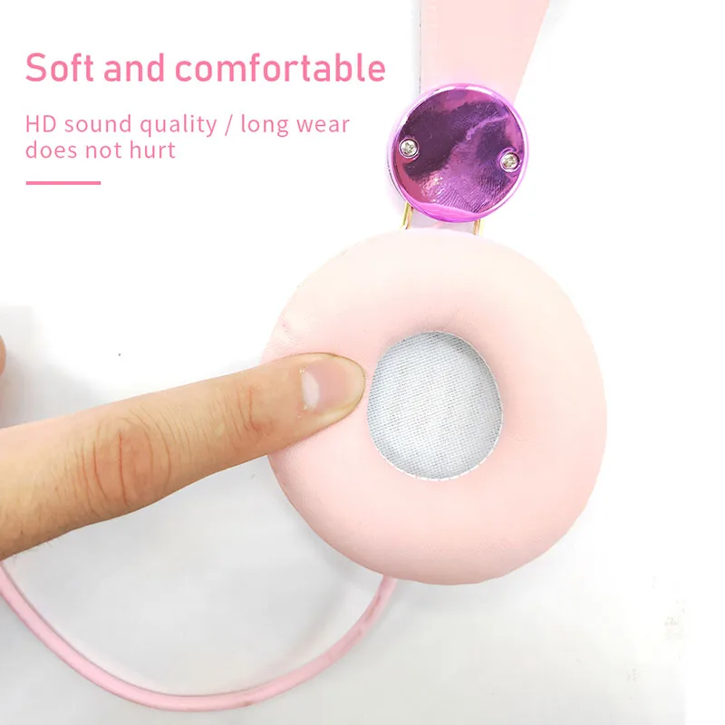 Милый меховой шарик детские наушники с кошачьими ушками для Девочек Музыкальная