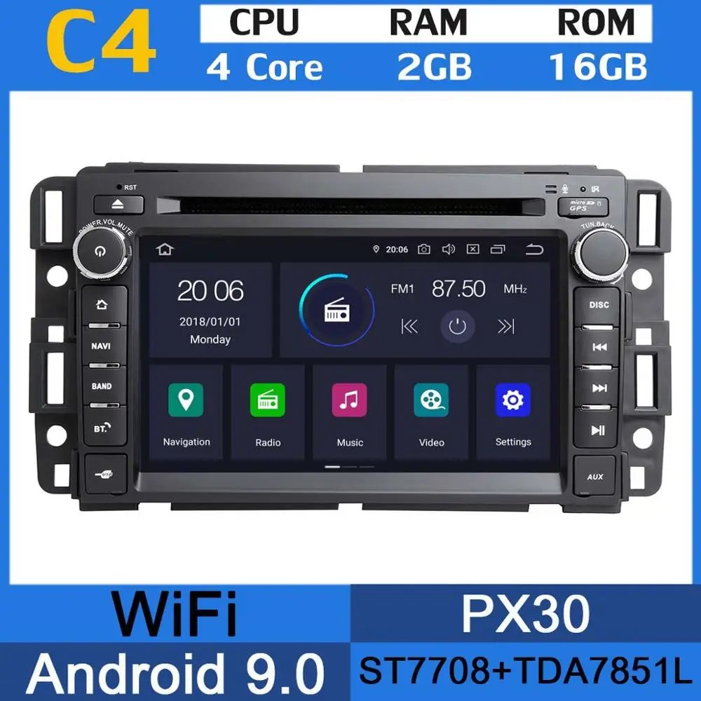 4Core 2G RAM 16G PX " PX6 4 Гб+ 64 ГБ Android 9,0 автомобильный DVD gps Радио для GMC Yukon Chevrolet Tahoe Equinox Savava Sierra Buick Enclave - Цвет: 4Core 2G RAM 16G PX