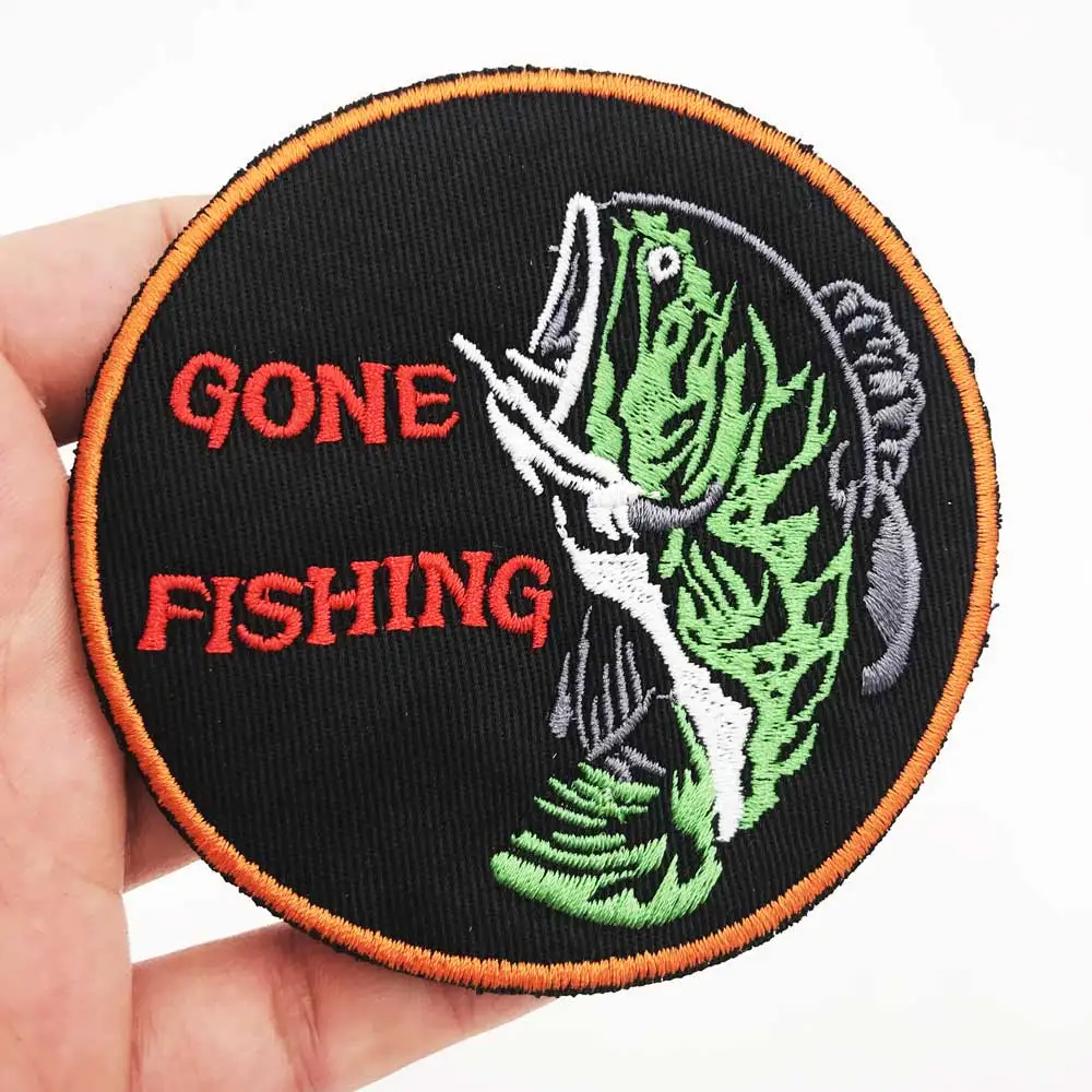 Gone fishing Панк Байкер нашивки одежда наклейки Одежда Аксессуары значок - Цвет: animal 21 a1