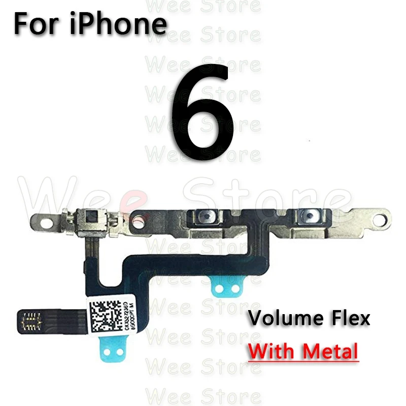 Высокое качество для iPhone 6, 6s, 7, 8 Plus, 5, 5S, SE, 5C, кнопки отключения звука и громкости, гибкий кабель с металлическим держателем, запчасти - Color: Volume-6