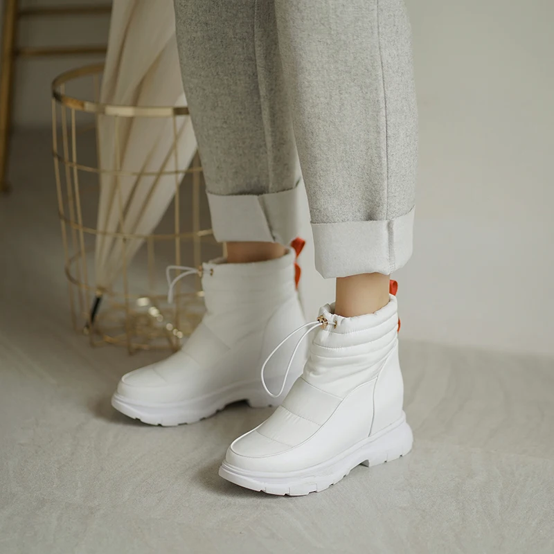 

women shoes 2021 Winter Down Ankle platform boots for women black White size 43