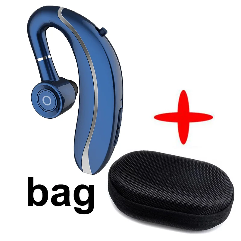 Blue with bag Новинка, Q10, беспроводные наушники, вкладыши, ушные крючки, Bluetooth 5,0, наушники, 100 мА/ч, одиночные, Handfree, с микрофоном, для вождения, спорта, PK V9 - Цвет: Blue with bag