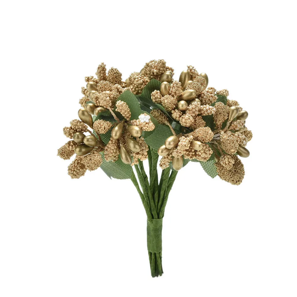 

12Heads/Bouquet Stamen Bud European Style Artificial Flower Bouquet Fake Flowers Wedding Home Party Decoration