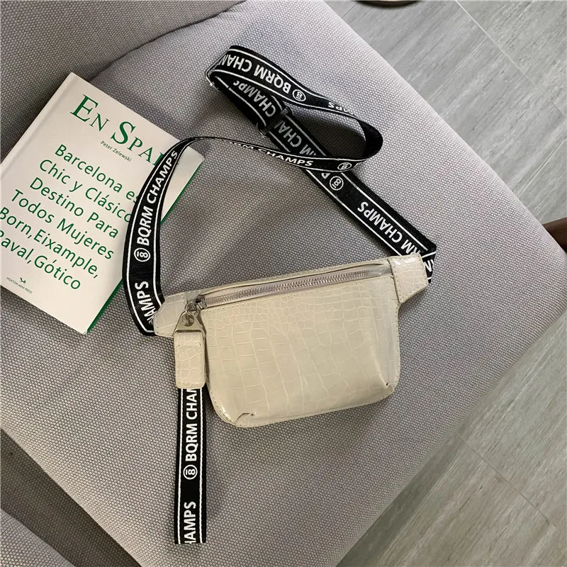

Ladys Bags 2020 Popular New Style Bag Ribbon Lettered Chest Bag Fashion Temperament Crocodile Pattern Running Bag
